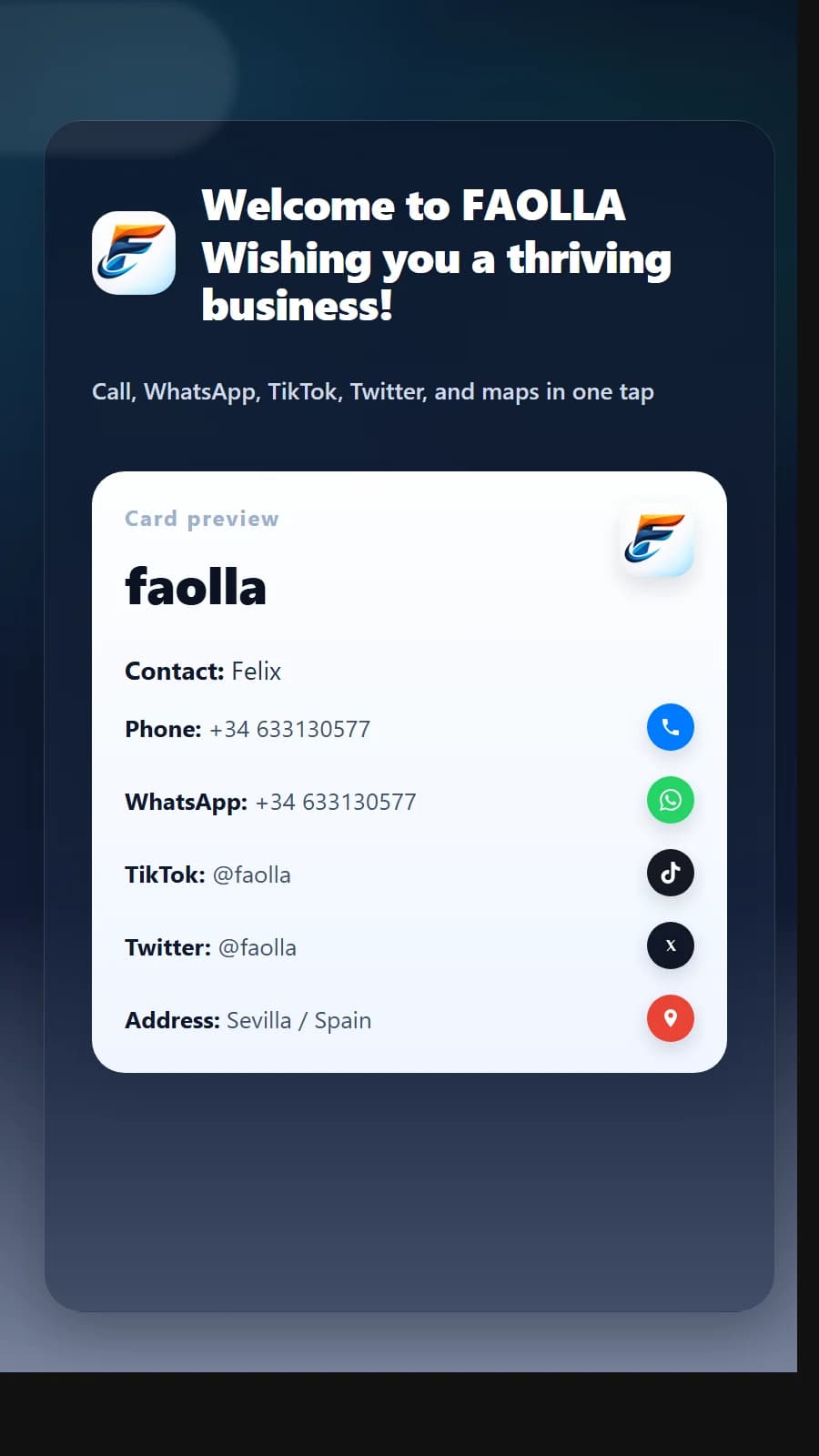 FAOLLA welcome screen